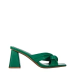Papuci dama cu toc verzi din piele ecologica Zoelle