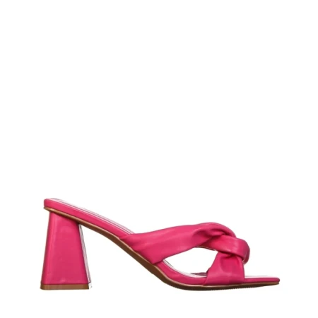 Papuci dama cu toc roz din piele ecologica Zoelle