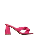 Papuci dama cu toc roz din piele ecologica Zoelle