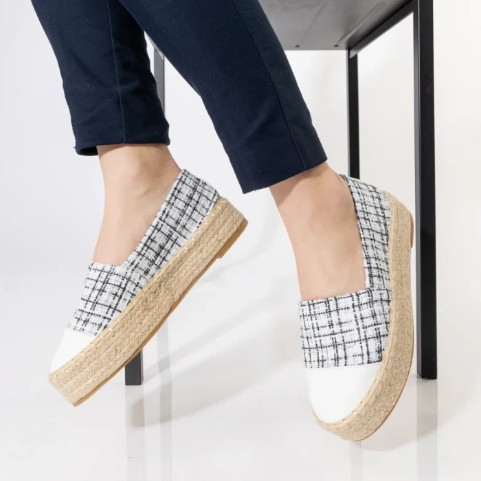Espadrile dama albe din material textil Vienna
