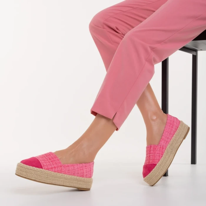 Espadrile dama roz din material textil Vienna