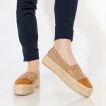 Espadrile dama camel din material textil Vienna
