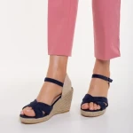 Sandale dama cu platforma albastre din material textil Eligma