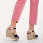 Sandale dama cu platforma albastre din material textil Eligma