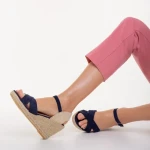 Sandale dama cu platforma albastre din material textil Eligma