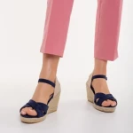 Sandale dama cu platforma albastre din material textil Eligma