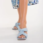 Papuci dama albastri din piele ecologica Berta