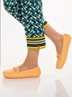 Mocasini dama portocalii din piele ecologica Ariella