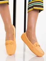 Mocasini dama portocalii din piele ecologica Ariella