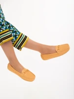 Mocasini dama portocalii din piele ecologica Ariella