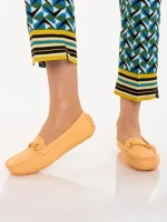 Mocasini dama portocalii din piele ecologica Ariella