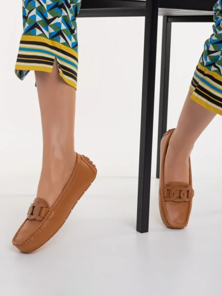 Mocasini dama camel din piele ecologica Addison
