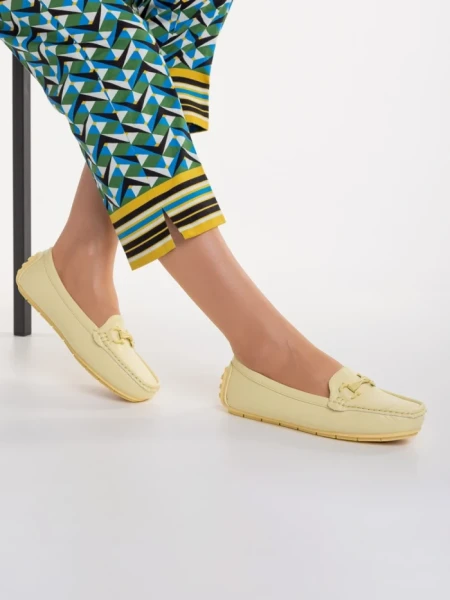 Mocasini dama galbeni din piele ecologica Cecil