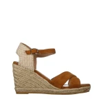 Sandale dama cu platforma camel din material textil Eligma