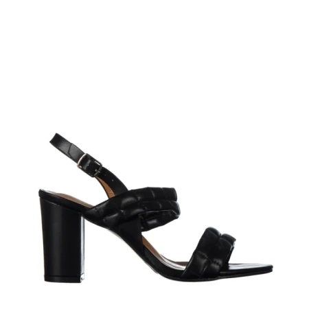 Sandale dama cu toc negre din piele ecologica Nicolle
