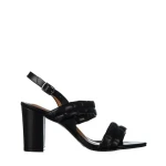 Sandale dama cu toc negre din piele ecologica Nicolle