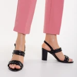 Sandale dama cu toc negre din piele ecologica Nicolle
