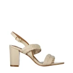 Sandale dama cu toc bej din piele ecologica Nicolle