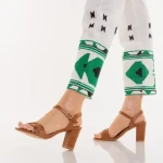 Sandale dama cu toc camel din piele ecologica Eufrasia