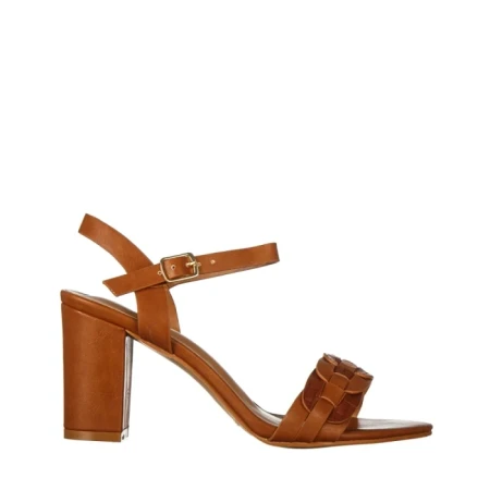 Sandale dama cu toc camel din piele ecologica Eufrasia