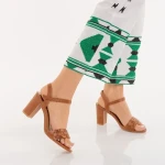 Sandale dama cu toc camel din piele ecologica Eufrasia