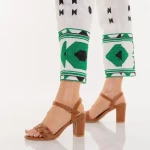 Sandale dama cu toc camel din piele ecologica Eufrasia