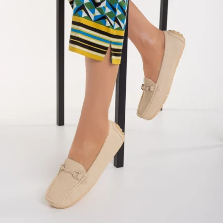 Mocasini dama bej din piele ecologica Ariella