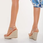 Sandale dama portocalii din material textil Yumma