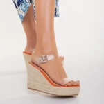 Sandale dama portocalii din material textil Yumma