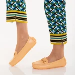 Mocasini dama portocalii din piele ecologica Cecil