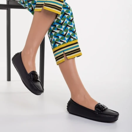Mocasini dama negri din piele ecologica Addison