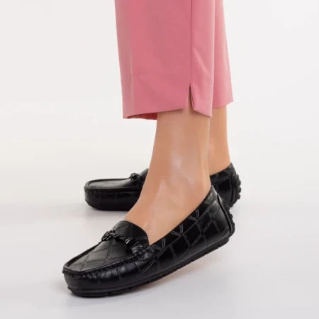 Mocasini dama negri din piele ecologica Ariella