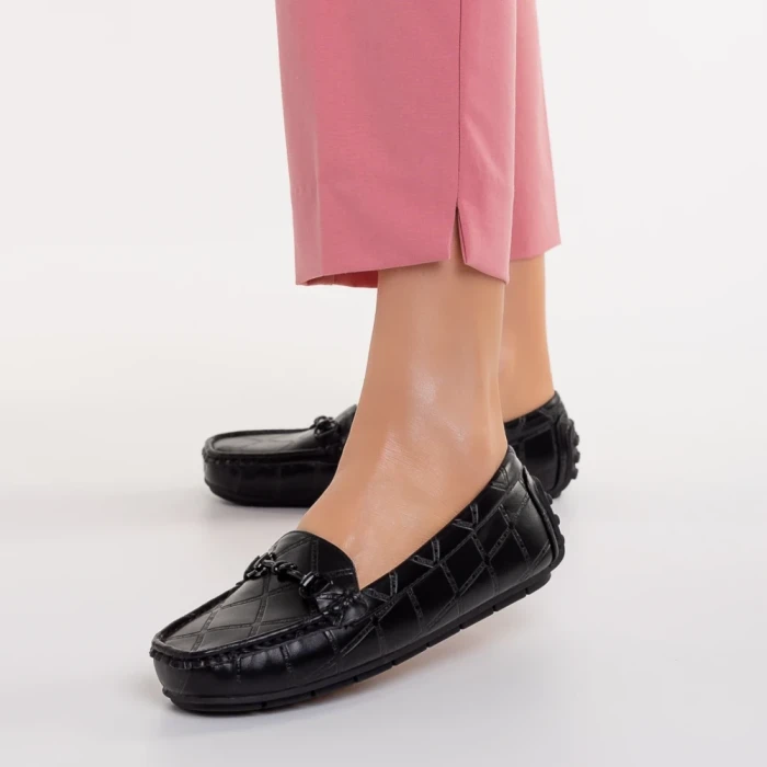 Mocasini dama negri din piele ecologica Ariella