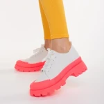 Tenisi dama alb cu roz din material textil Colette