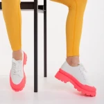 Tenisi dama alb cu roz din material textil Colette