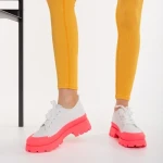 Tenisi dama alb cu roz din material textil Colette