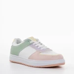 Pantofi sport dama roz cu verde din piele ecologica Zhuri