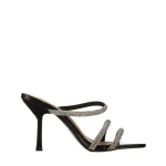 Papuci dama cu toc negri din piele ecologica Selene