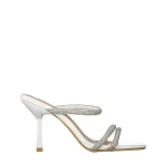 Papuci dama cu toc albi din piele ecologica Selene