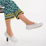 Mocasini dama albi din piele ecologica Ariella