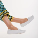 Mocasini dama albi din piele ecologica Ariella