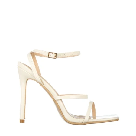 Sandale dama cu toc bej din piele ecologica Egypt