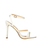 Sandale dama cu toc albe din piele ecologica Egypt