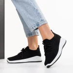 Pantofi sport dama negri cu alb din material textil Eryla