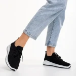 Pantofi sport dama negri cu alb din material textil Eryla
