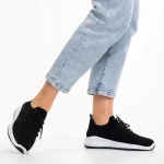 Pantofi sport dama negri cu alb din material textil Eryla