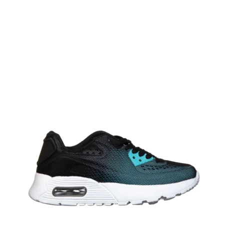 Pantofi sport copii negri cu verde din material textil Lillya