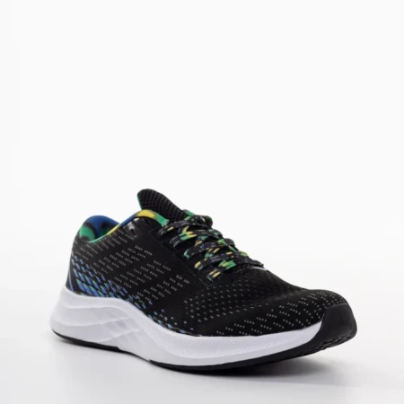 Pantofi sport barbati negri cu albastru din material textil Bendi