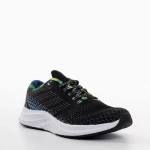 Pantofi sport barbati negri cu albastru din material textil Bendi