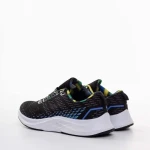 Pantofi sport barbati negri cu albastru din material textil Bendi